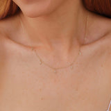 dainty hanging Diamond Lightning Bolt charm necklace in solid gold for her