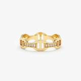 Solid Gold Diamond Chain Link Ring