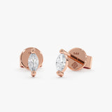 Handmade 14k Rose Gold Marquise Diamond Earrings