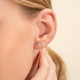 Handmade Solid Gold Flower Stud Earrings for Her