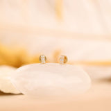 dainty solid gold baguette diamond Cluster Earrings