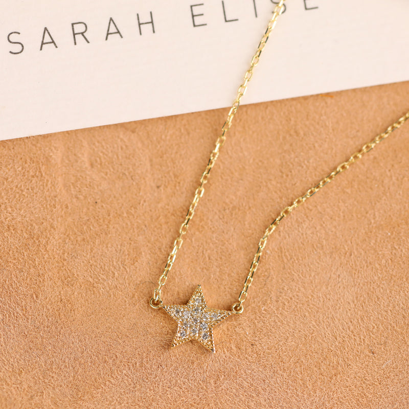 Diamond Star Necklace in solid gold