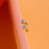 solid gold Bezel Labradorite Stud Earrings