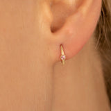 Minimalist Handmade Tourmaline Huggie in solid gold