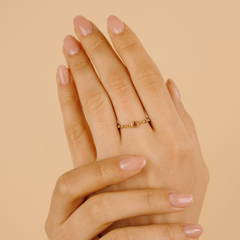 Handmade Chain Ring with Natural Citrine