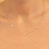 Layering solid gold Coin Disc station Necklace