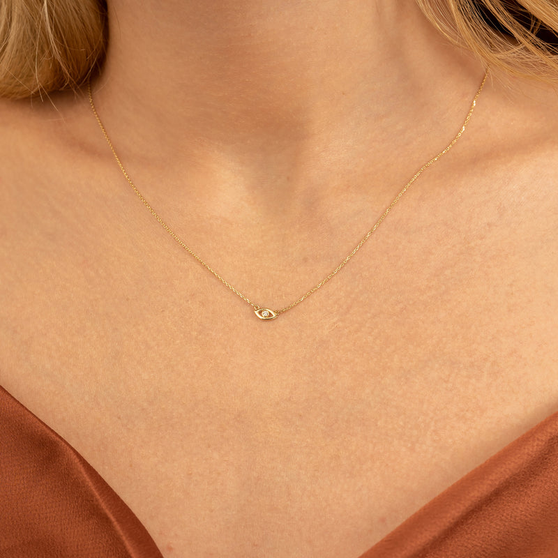 Minimalistic Evil Eye Gold Necklace