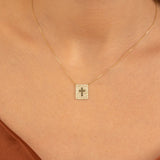petite Pave Setting natural diamond Cross Pendant in solid gold