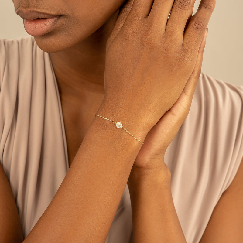 Solid Gold Handmade Diamond disc Bracelet