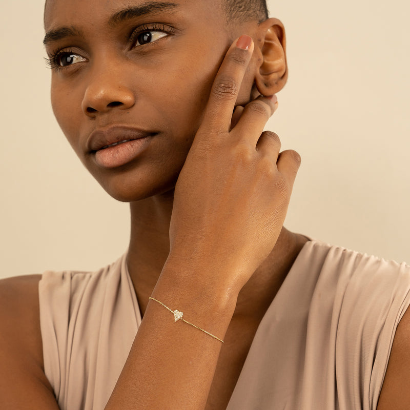 Minimalist long Diamond Heart Ring