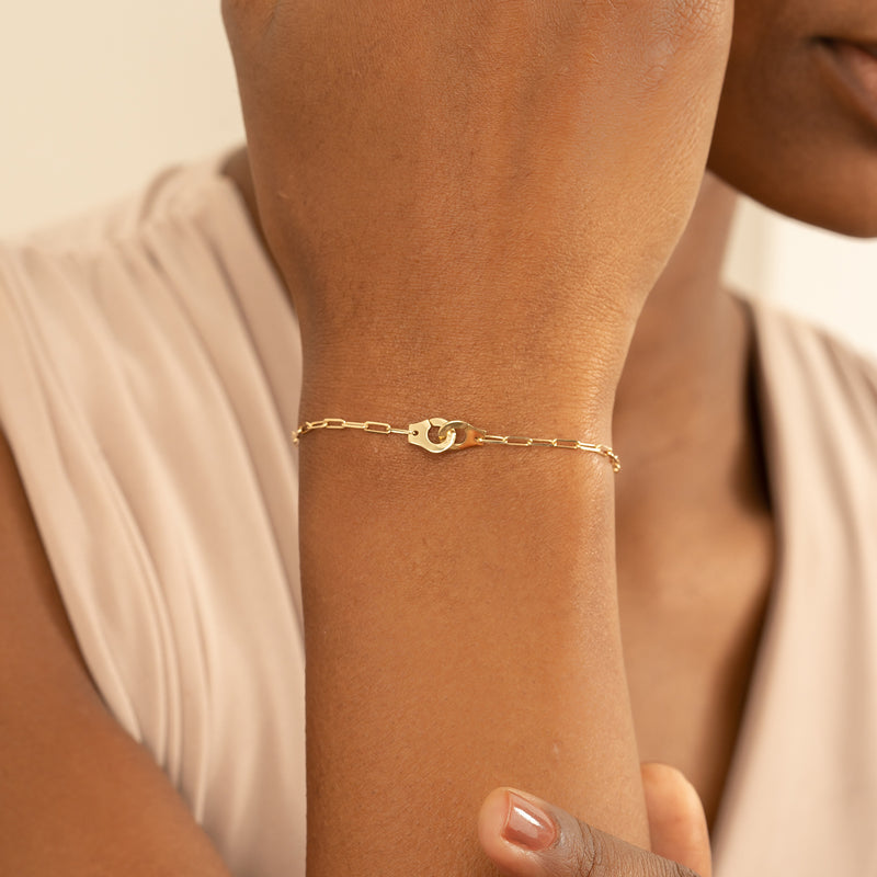 Plain Gold Paperclip Handcuff Bracelet