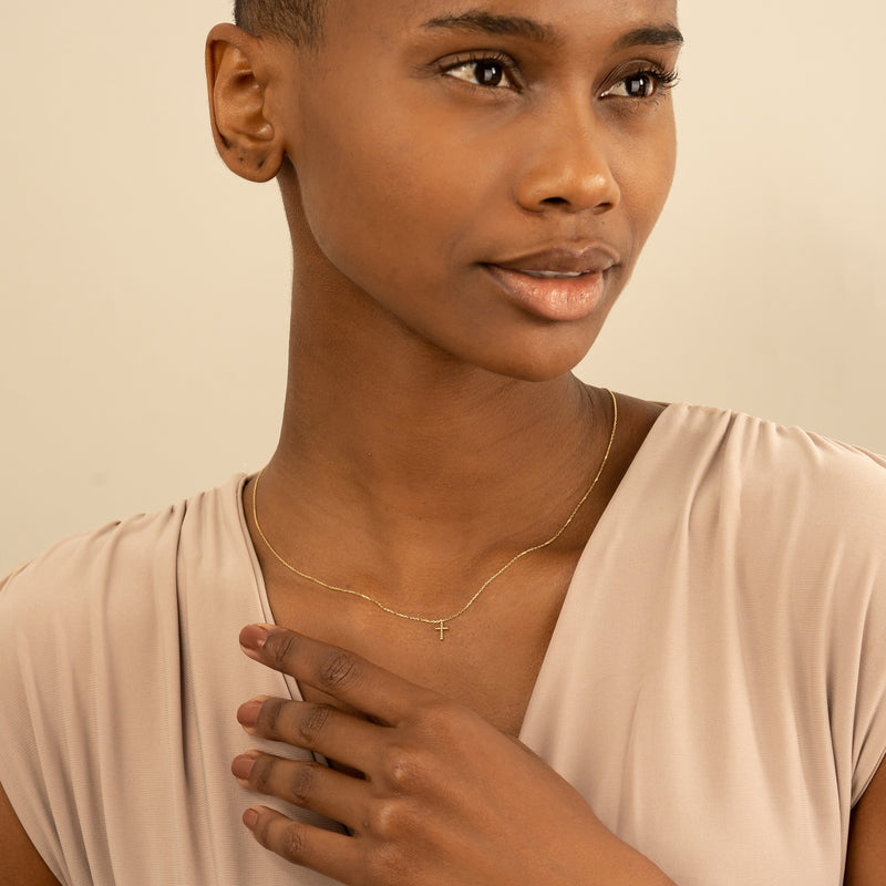 petite beaded Cross Necklace for her