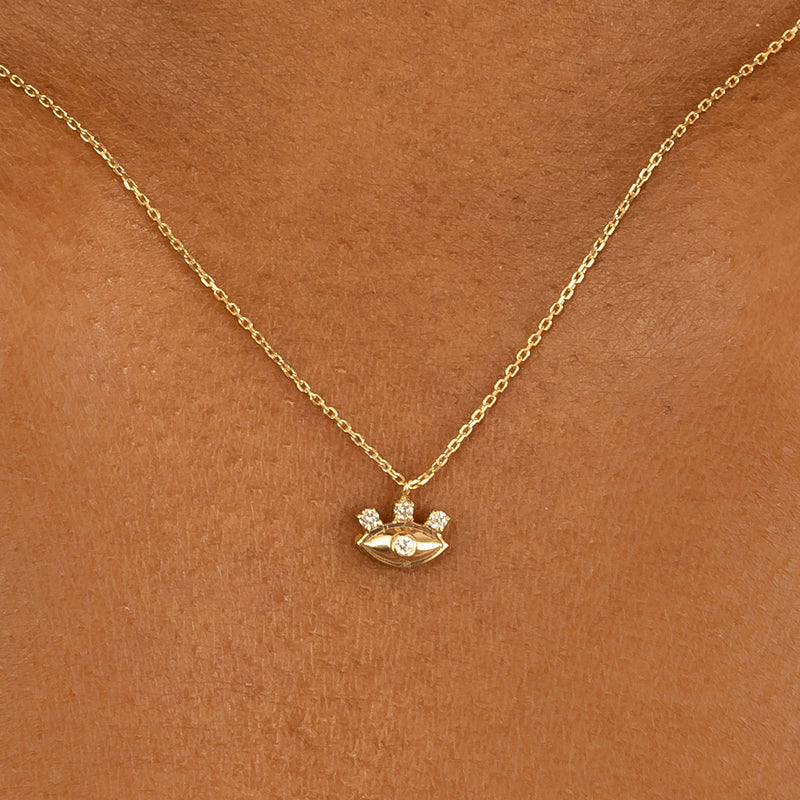 Solid Gold Evil Eye Necklace