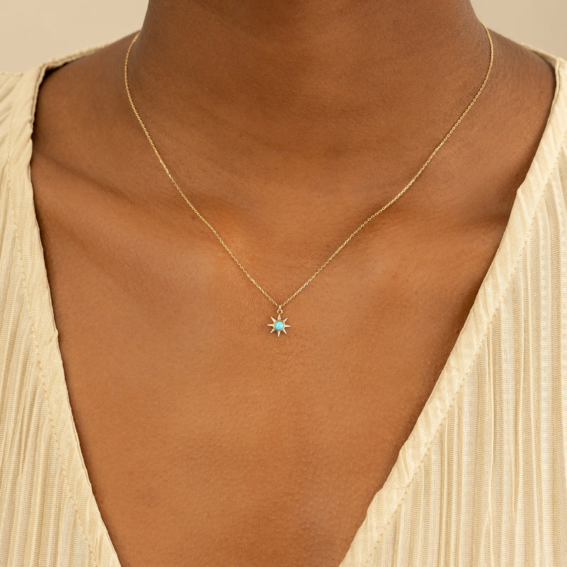 Natural Turquoise Stone Gold Pendant