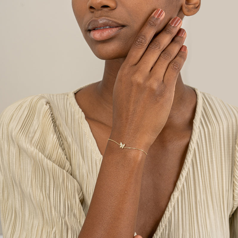 Tiny Diamond Butterfly Bracelet