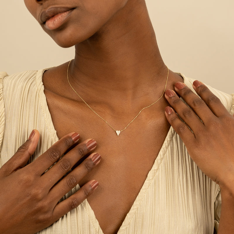 solid gold heart charm necklace