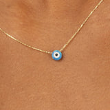 opal evil eye necklace in solid gold