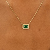 Solid Gold Emerald pendant Necklace