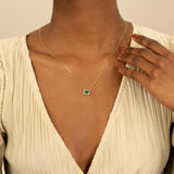 dainty natural Emerald diamond pendant  Necklace for her