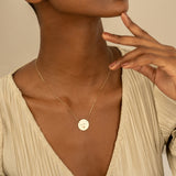 solid gold Engravable Plate Charm necklace