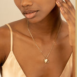 dainty Solid Gold Diamond saturn charm Necklace for her