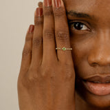 Yellow Gold Bezel Peridot Chain Ring