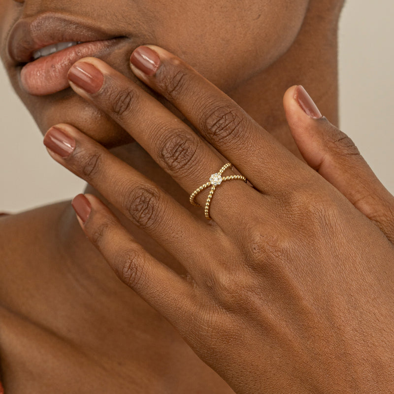 Solid Gold Diamond Cross Ring