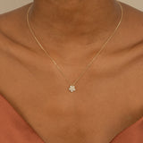 dainty Natural Diamond Flower pendant Necklace