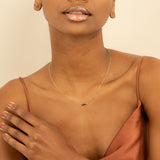 dainty Black Diamond bar Necklace in solid gold