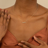 dainty multi natural Diamond bezel pendant Necklace in solid gold for her