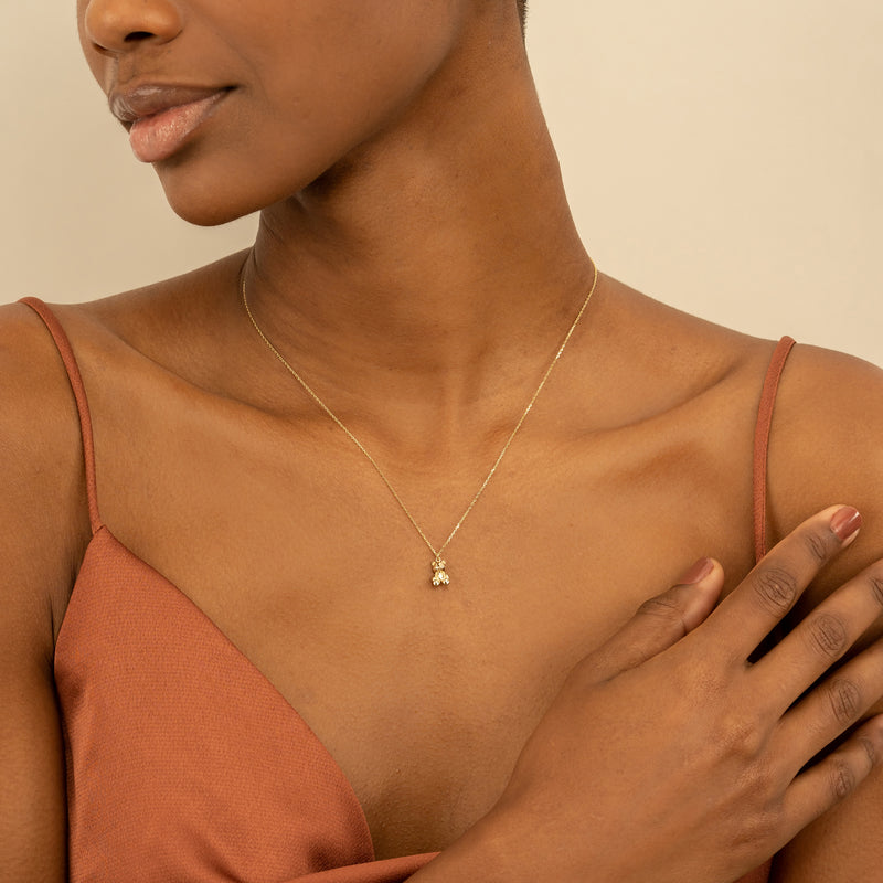 petite Yellow Gold Teddy Bear Necklace for her