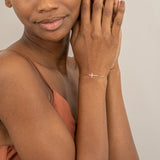 Natural Diamond Paperclip Cross Bracelet