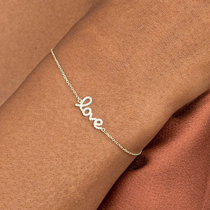 Cursive Love Bracelet with Diamonds