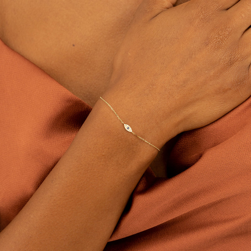 Minimalistic Diamond and Sapphire Evil Eye Bracelet
