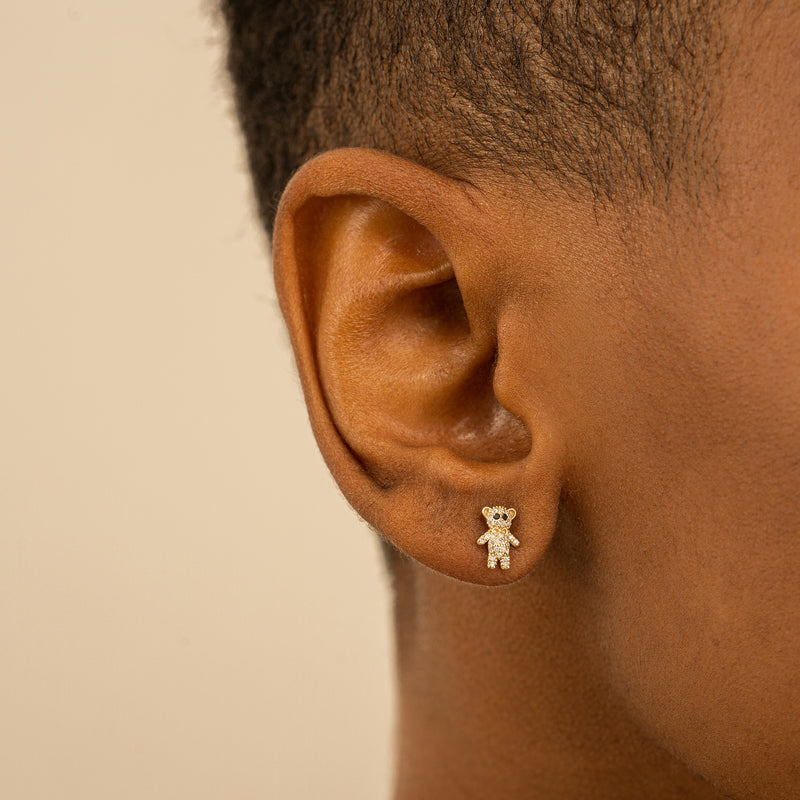 dainty Diamond Teddy Bear Stud Earrings for her