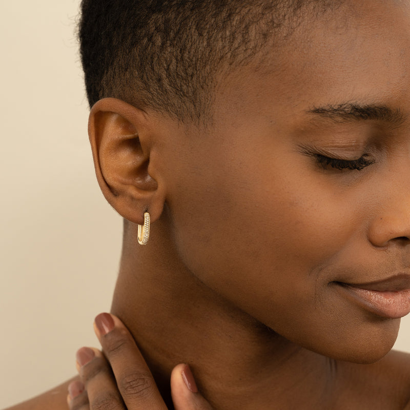 Simplistic Diamond Hoop Earrings in solid gold for her