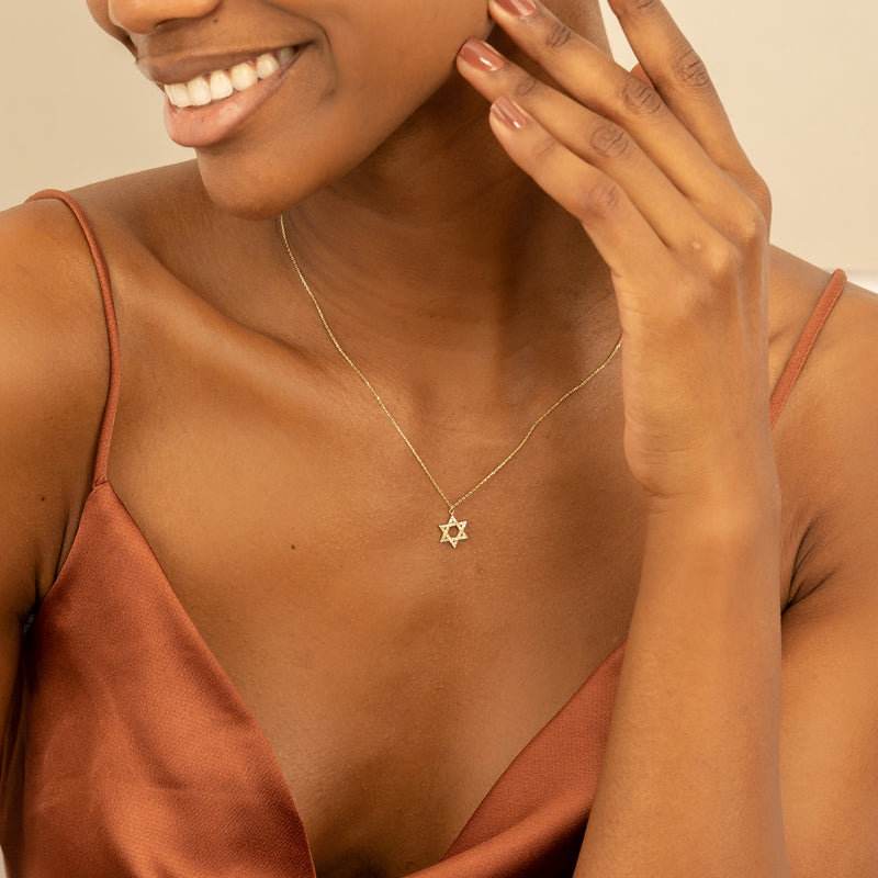 Diamond Star of David Pendant necklace in solid gold