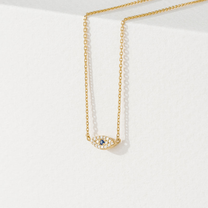 Gold Diamond Evil Eye pendant necklace