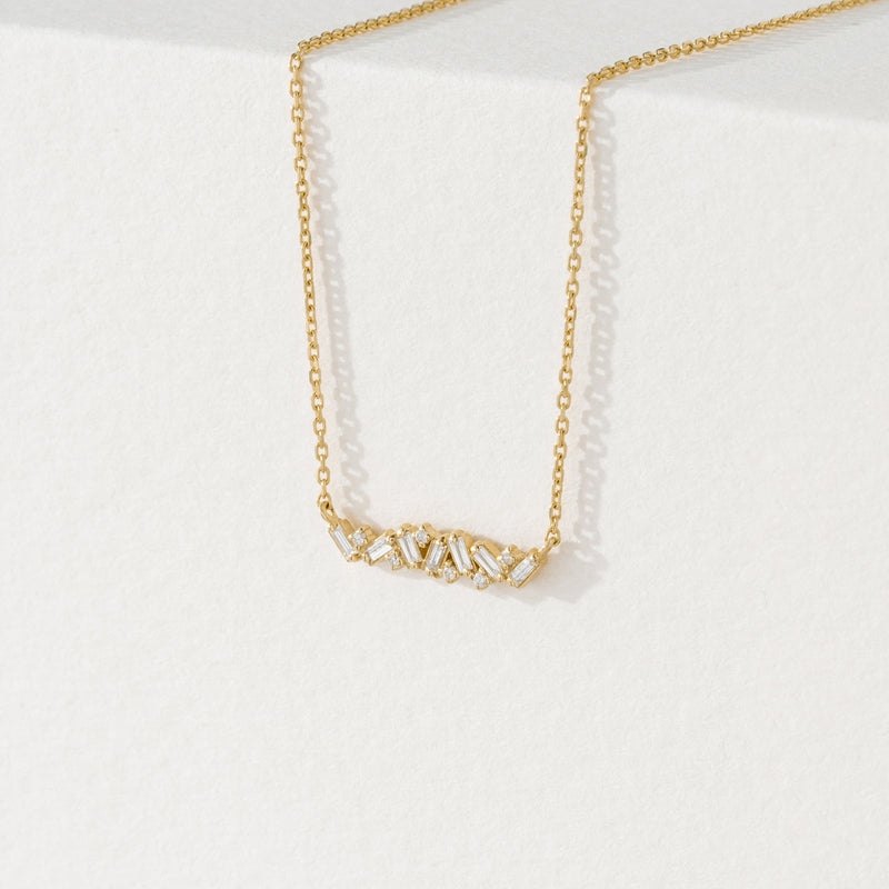 baguette diamond Cluster Necklace