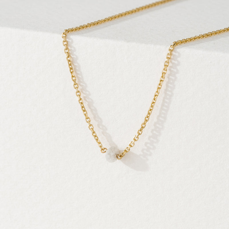 Natural Salt and Pepper Diamond bead necklace in solid gold