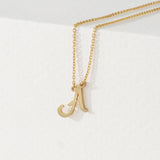 solid 14k Gold Cursive Initial pendant necklace