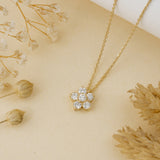 natural Diamond Flower Pendant necklace