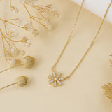 dainty Diamond Flower Necklace in solid gold
