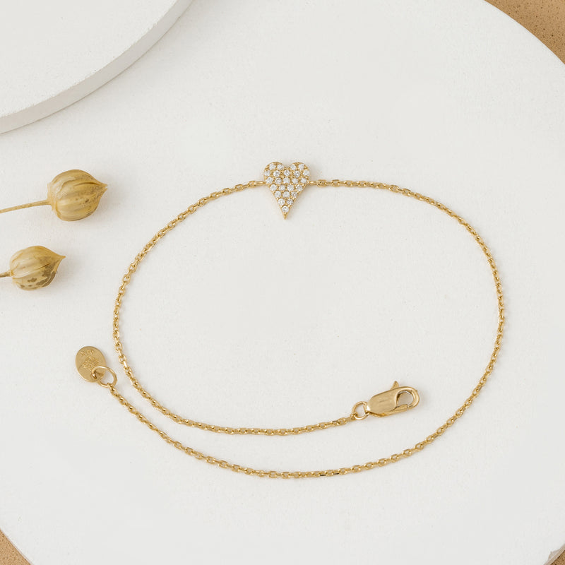 Natural Diamond long heart Bracelet