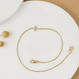 Petite Cross Bracelet Diamond and Solid Gold