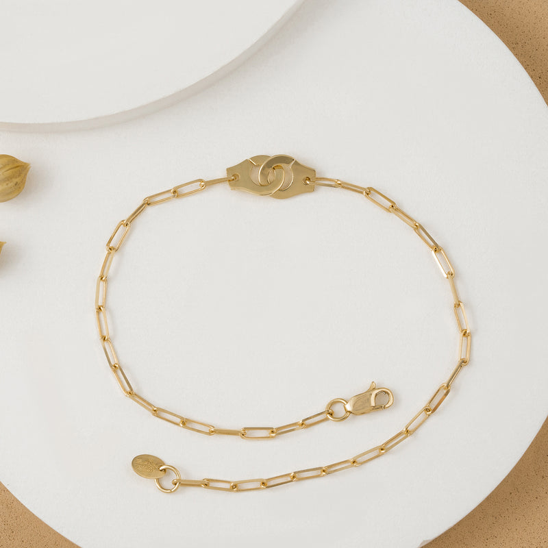 Gold Paperclip Handcuff Bracelet