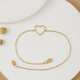 Yellow Gold Open Heart Bracelet