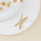 Gold X Ring with Natural Diamonds