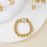 Emerald Cut Diamond Chain Ring