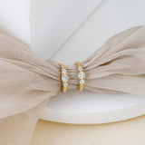 Pair of 14k solid gold triple Diamond Hoop huggies gift for her